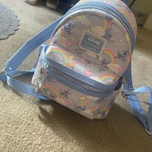 Disney Kids Backpack - Blue with Rainbow and Stitch Design